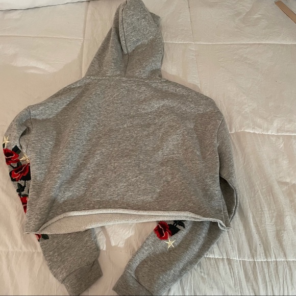 H&M Divided Cropped Floral Grey Hoodie - Picture 3 of 4